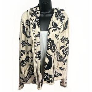 Biya Johnny Was Hooded Cardigan Women’s XL Flaw Embroidered Lagenlook Cozycore